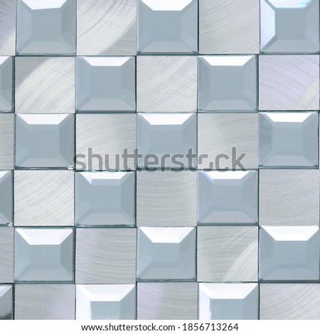 Square metal and glass mosaic seamless tile texture