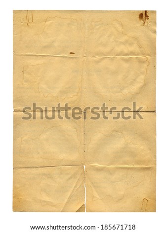 Grunge ancient used paper in scrapbooking style isolated on white background