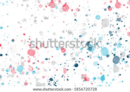 Aquarelle Design. Closeup Cobalt Wallpaper. Abstract Aquarelle Design. Space White Invitation. Acrylic White Picture. Abstract texture of splatters and blots. Many spots and small dots.