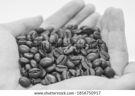 Coffee beans in women's hands