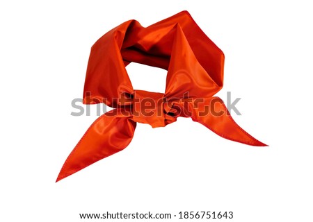 Silk scarf or red tie isolate on white background close-up. Royalty-Free Stock Photo #1856751643