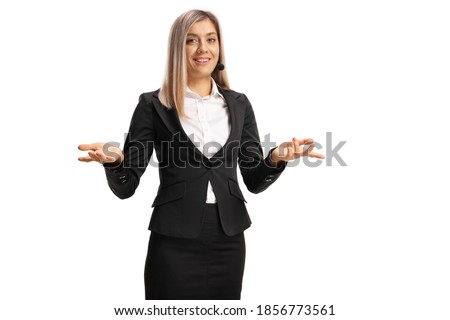 Young woman with a wireless microphone isolated on white background