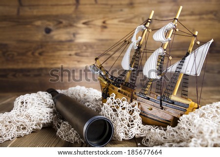 ship telescope in a fishing net