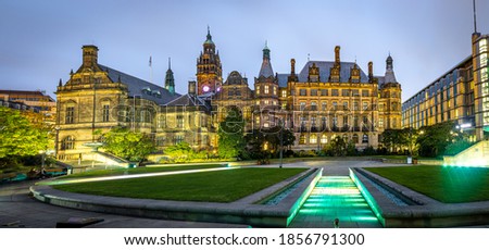 View of Sheffield City Council and Sheffield town hall in autumn, England, UK Royalty-Free Stock Photo #1856791300