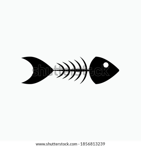 Fishbone Icon. Fish Skeleton Symbol - Vector Logo Template.
