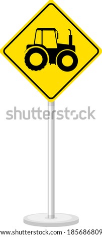 Yellow traffic warning sign on white background illustration