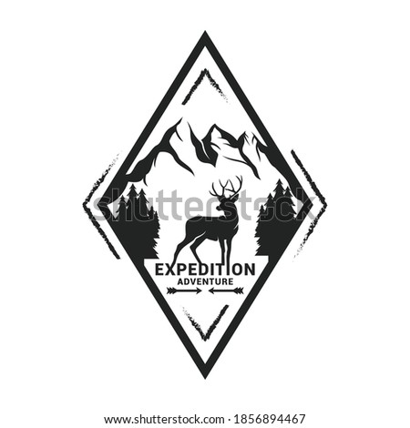 Expedition adventure wild deer logo icon vector template.