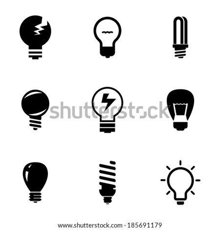 Vector black bulbs icons set on white background