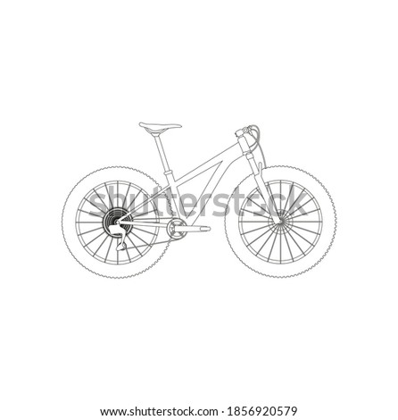 fat mountain bike, rigid on white background