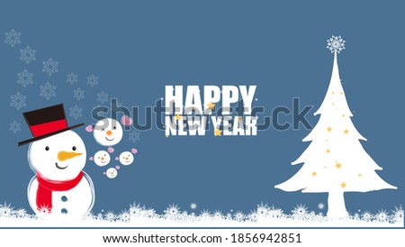 Merry Christmas and Happy New Year snowman artwork abstract background