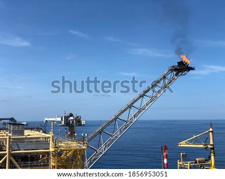 chevron Thailand Offshore Rig Platform in the Middle of Gulf and Offshore oil and gas platform comprised of living quarter, central processing platform 