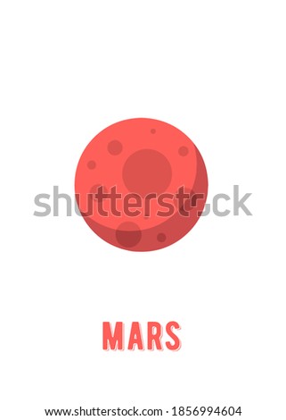 Planet Mars Poster Design. space planet design on white background, minimalist cartoon style vector. kids poster, wall art ready for print.