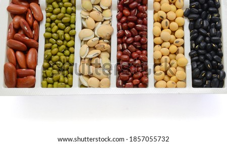 Collection of beans isolated on white background