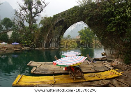 Yu Long river landscape in Yangshuo, Guilin, Guanxi province in China
