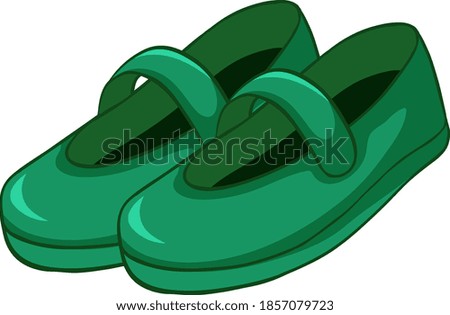 Green women shoes in cartoon style isolated on white background illustration