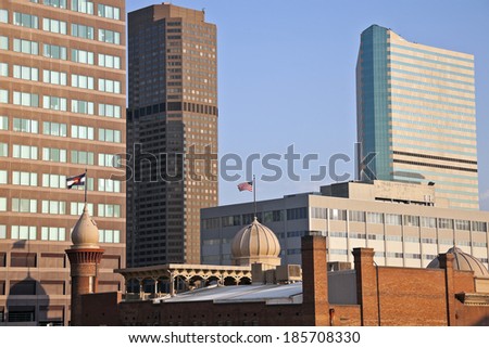 Denver buildings seen in the morning