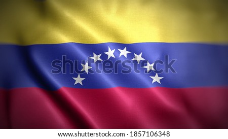 close up waving flag of venezuela. flag symbols of venezuela.