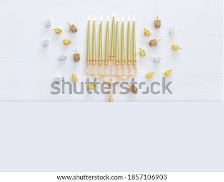 Image of jewish holiday Hanukkah with menorah (traditional Candelabra)