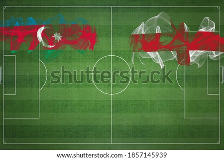Azerbaijan vs England Soccer Match, national colors, national flags, soccer field, football game, Competition concept, Copy space