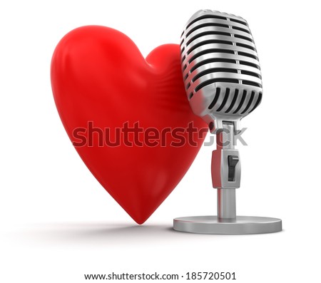 heart with Microphone (clipping path included)