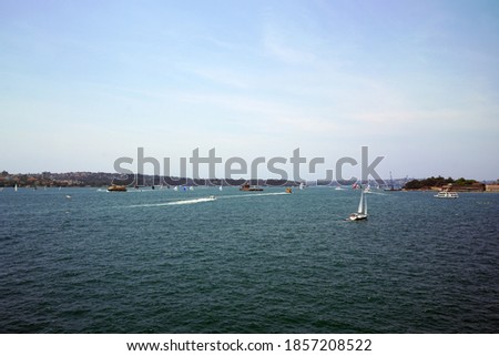 Ships and sailing boats near Sydney centre.