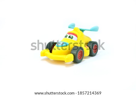 Yellow Toy Race Car Isolated on White Background