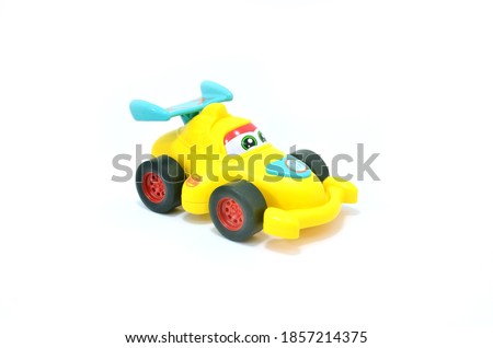 Yellow Toy Race Car Isolated on White Background