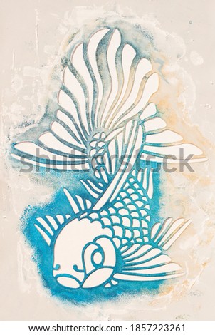 Fish stencil. Template for stamping. Material for crafts.