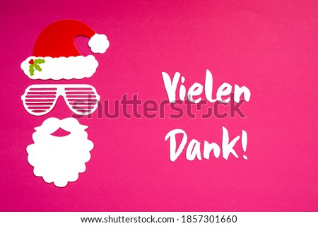 Santa Claus Paper Mask, Pink Background, Danke Means Thank You