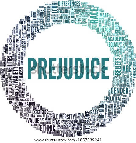 Prejudice vector illustration word cloud isolated on a white background. Royalty-Free Stock Photo #1857339241