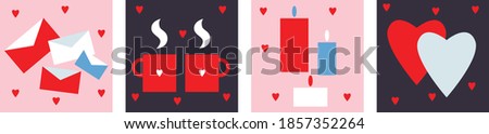 Creative concept of Happy Valentines Day cards set. Templates for celebration, ads, branding, banner, cover, label, poster, sales