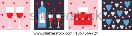 Creative concept of Happy Valentines Day cards set. Templates for celebration, ads, branding, banner, cover, label, poster, sales