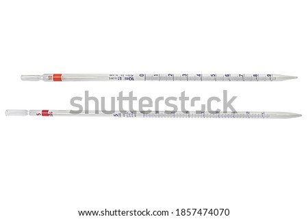 Volumetric Glass Pipette as laboratory glassware equipment isolated on White background Royalty-Free Stock Photo #1857474070