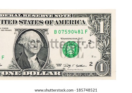 The one dollars isolated on white background Royalty-Free Stock Photo #185748521