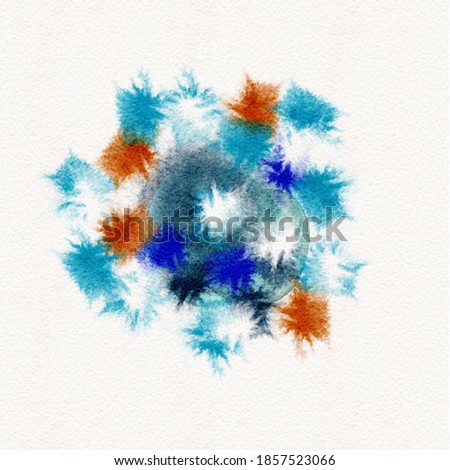 Watercolor spatter splodge graphic design element. Hand painted blotch isolated on white. Grunge artistic painterly accent for social media, organic ocean theme clipart, nautical water brush effect.