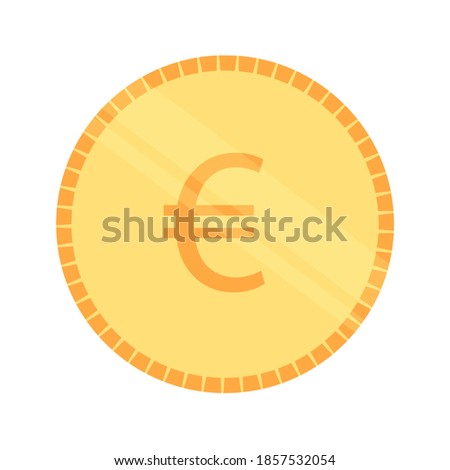 Coin clip art with a sign of Euro currency. Simple flat vector illustration isolated on white background. Design element symbol for money, bank, finance, investment concept.