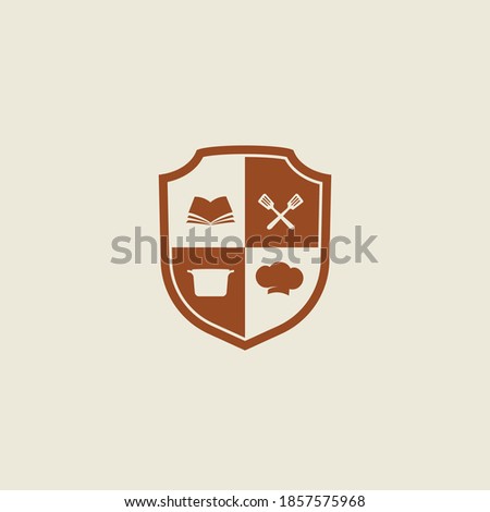 Chef Cooking academy logo in shield shape vector icon symbol badge template