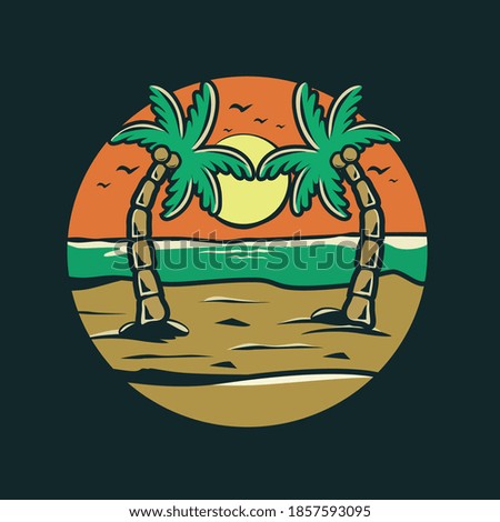 sunset in the beach vector