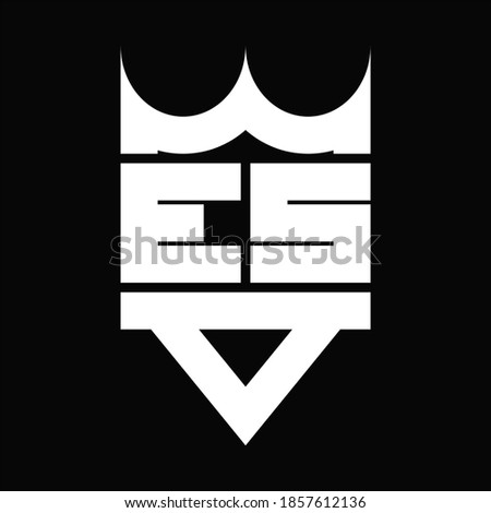 ES Logo monogram with crown shape isolated on Black background