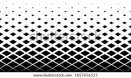 Geometric pattern of black horizontal diamonds on a white background.Seamless in one direction.Middle fade out.20 figures in height. The radial transformation method.