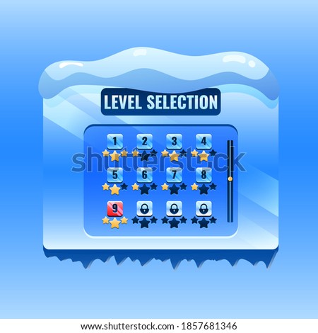 Game ui winter Christmas level selection board interface suitable for 2d gui asset elements vector illustration