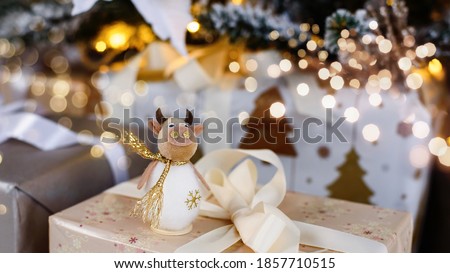 Symbol of Chinese New year 2021, New Year, Christmas concept. Chinese Year of Bull, Zodiac symbol 2021. Festive background. Christmas holiday celebration. year of the ox