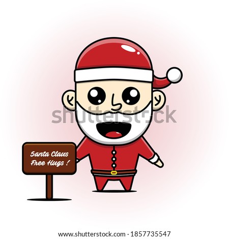 Cute Santa Claus Cartoon With Christmas Free Hugs