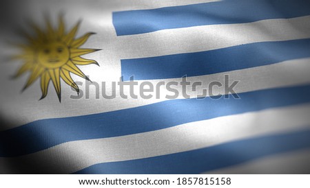 close up waving flag of Uruguay. flag symbols of Uruguay.