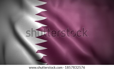 close up waving flag of Qatar. flag symbols of Qatar.