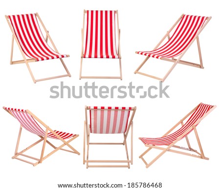 Beach chairs isolated on white background Royalty-Free Stock Photo #185786468