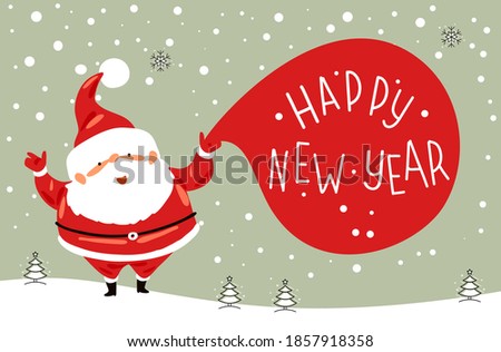 Vector Happy New Year background . Сhristmas card. Holiday gift card, Festive poster, web banner, header for website. Winter season with traditional elements. Flat vector illustration.