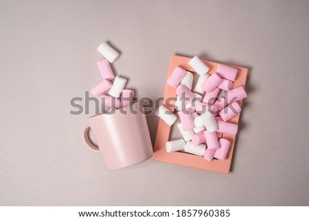 Delicate picture with pink objects on an isolated background