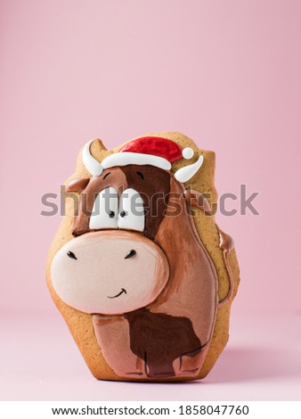 Christmas gingerbread. Isolated on pink background