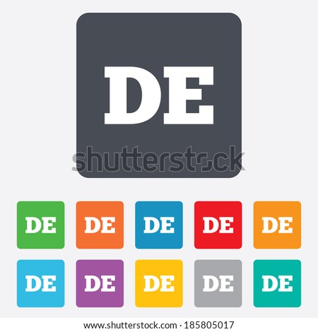 German language sign icon. DE Deutschland translation symbol. Rounded squares 11 buttons. Vector